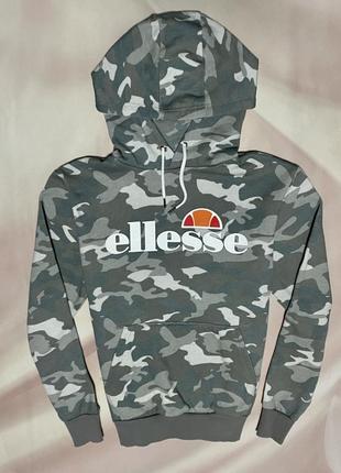 Жіноче худі/кофта ellesse camo big logo s-m на флісі оригінал балахон