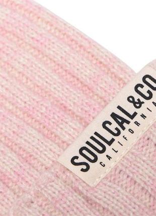 Демісезонна жіноча рожева шапка з помпоном soulcal оригінал3 фото