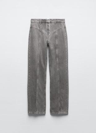 Прямые джинсы с швами спереди zara straight fit - 345 фото