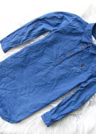 Хлопковое тканое платье рубашка туника с длинным рукавом h&m3 фото
