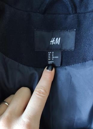 Шерстяное двубортное пальто шикель h&amp;m размер 14/42/л2 фото