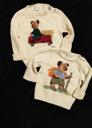 Колекционный вязаный свитер ralph lauren baby teddy bear knit sweater /7644/