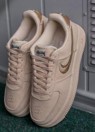 Кроссовки nike air force x stüssy "beige"