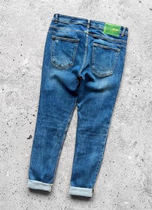 Zara men’s distressed denim jeans завужені джинси3 фото