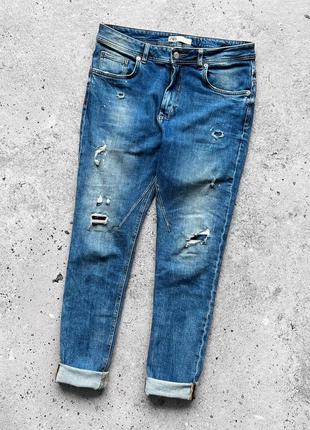 Zara men’s distressed denim jeans завужені джинси