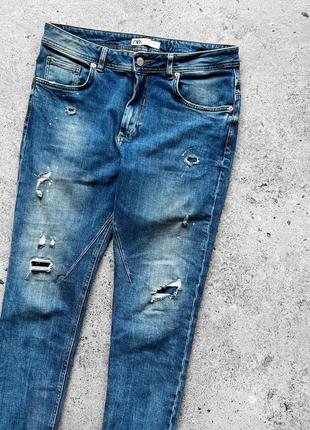 Zara men’s distressed denim jeans завужені джинси2 фото