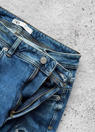 Zara men’s distressed denim jeans завужені джинси6 фото