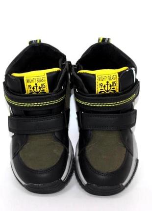 Комбинированные осенние ботинки на двух липучках для мальчика3 фото