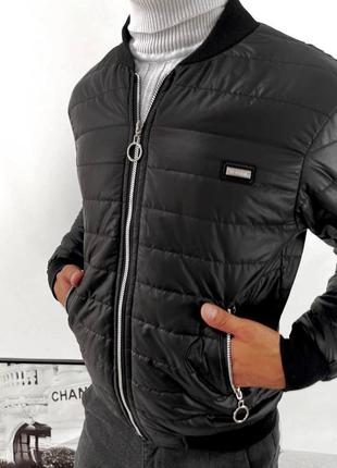 Стильная мужская куртка-бомбер в 2х видах -полоска и ромб