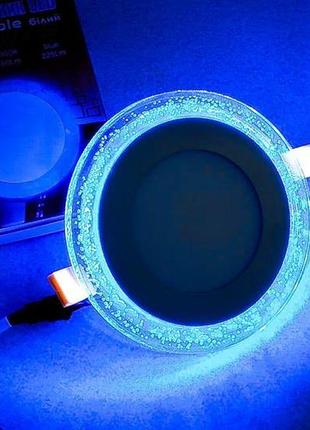 Светодиодный светильник встраиваемый (даунлайт) с зеркальной синей подсветкой right hausen bubble 6w+3w blue