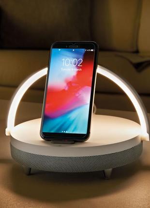 Настільна лампа — нічник з акумулятором, з колонкою й бездротовою зарядкою, angl 8w, colsur