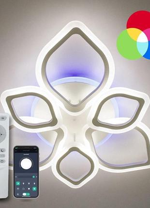 Люстра светодиодная с пультом azalia rgb 80w+10w 6r 680/120 white