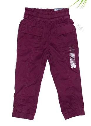 Красивые коттоновые штанишки на широкой резинке для модницы от бренда gap в цвете бордо/р: 3 года