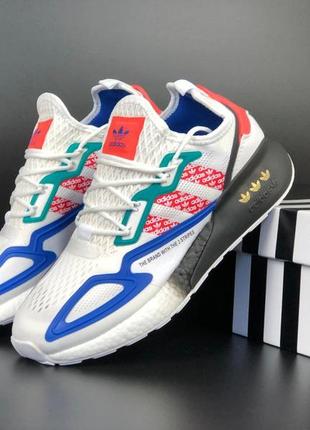 Р. 37, 38  кроссовки adidas zx 2k boost 2.0 бело/черно/оранжевые ks 11471