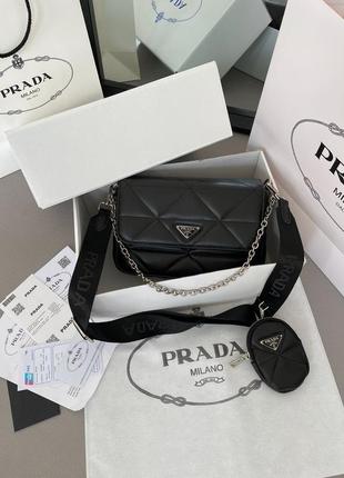 Сумка в стиле prada re-nylon padded shoulder black