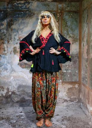 Блуза с вышивкой бахрома в этно бохо стиле из вискозы туника2 фото