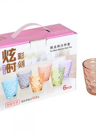 Стакан скляний кольоровий 200мл 8х8,5смх5см набір 6шт арт. xcydb