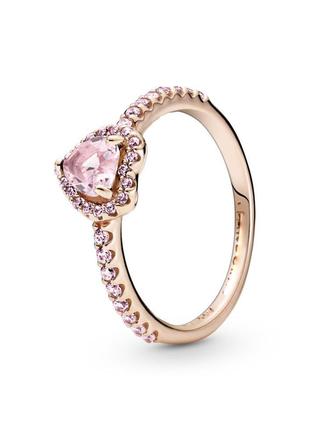 Оригінальне срібне кільце пандора pandora 188421c04 100% оригінал з рожевим каменем серце нове з биркою рожеве золото проба ale met