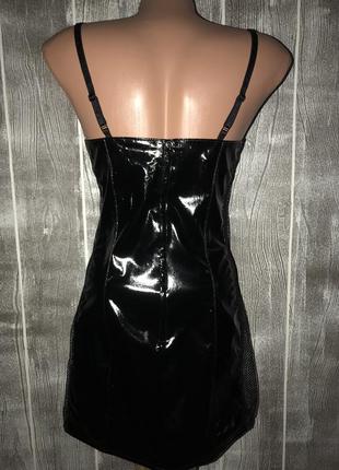 Лаковое платье с сеткой эротическое3 фото