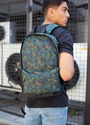 Зручний та великий рюкзак принтований marihuana чоловічий2 фото