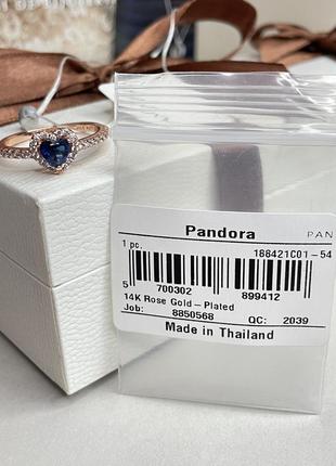 Оригінальне срібне кільце пандора 188421c01 100% оригінал кільце із синім каменем серце нове з биркою рожеве золото проба ale met5 фото