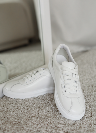 Кеды женские белые классические из натуральной кожи