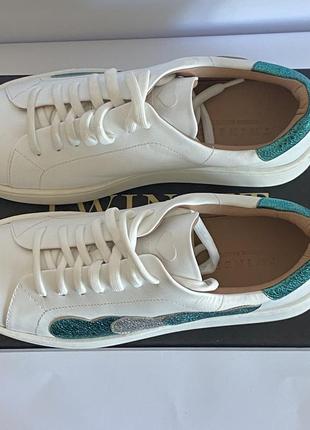 Красівки sneaker  білі  серця зелені twin set італія5 фото