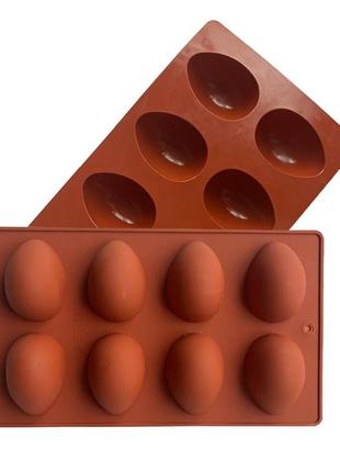 Силіконова форма для випікання овал, яйце, кіндер сюрприз на 8 шт.  265х157 мм
