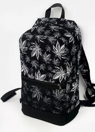 Рюкзак на кожен день! чорний із принтом гербарій4 фото