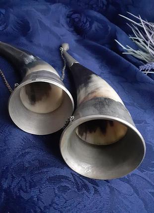 Пара лебедей🥂 сувенирные кубки советские ссср северная осетия натуральный рог на цепочках лебедушки настенный декор статуэтки винтаж7 фото