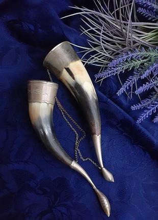 Пара лебедей🥂 сувенирные кубки советские ссср северная осетия натуральный рог на цепочках лебедушки настенный декор статуэтки винтаж4 фото