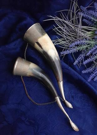 Пара лебедей🥂 сувенирные кубки советские ссср северная осетия натуральный рог на цепочках лебедушки настенный декор статуэтки винтаж5 фото