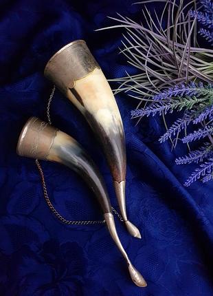 Пара лебедей🥂 сувенирные кубки советские ссср северная осетия натуральный рог на цепочках лебедушки настенный декор статуэтки винтаж2 фото