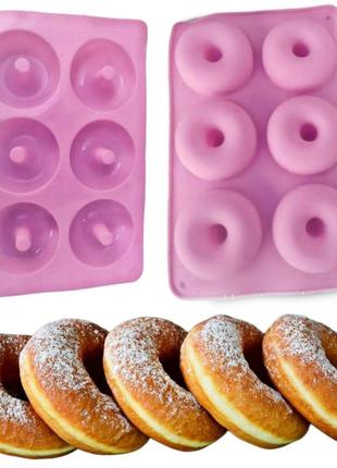Силіконова форма для випікання пончиків і формування шоколадних виробів 6 штук