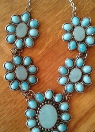 Кольє "бірюза" , довжина підвіски 58 см, застібка - замок