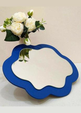 Синее зеркало облако для детской комнаты 35*28 см, декоративное небольшое зеркало в форме облака
