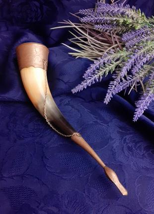 Лебедь 🦢 кубок для вина сувенирный винтаж советский ссср натуральный рог латунь ручная работа статуэтка декор