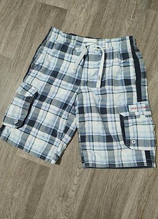 Мужские шорты / crew / crew clothing / шорты в клетку / бриджи / шорти / світлі шорти /