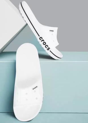 Крокс баябэнд белые слайд шлепанцы crocs bayaband slide white/navy2 фото