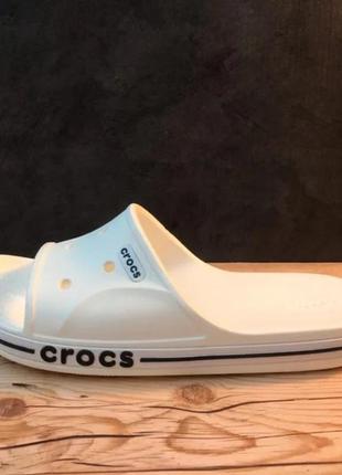 Крокс баябэнд белые слайд шлепанцы crocs bayaband slide white/navy5 фото