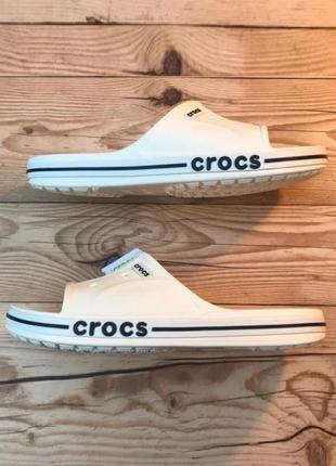 Крокс баябэнд белые слайд шлепанцы crocs bayaband slide white/navy10 фото