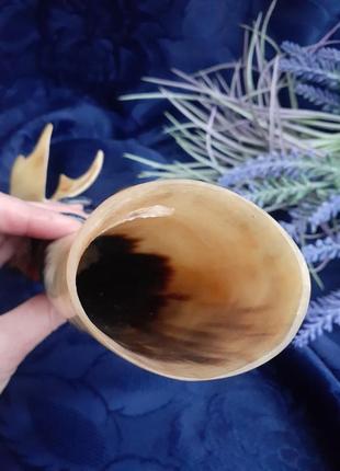 1960-е! 🌲🦌 лось кубок для вина натуральный рог дерево голова лося резная бокал декоративный статуэтка охота лес4 фото