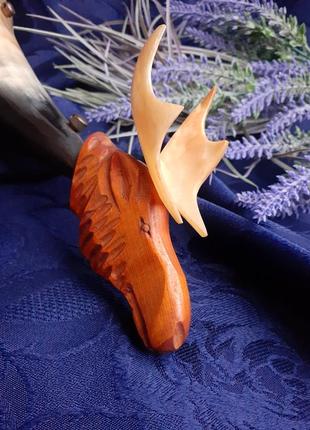 1960-е! 🌲🦌 лось кубок для вина натуральный рог дерево голова лося резная бокал декоративный статуэтка охота лес