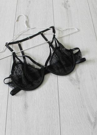 Черный кружевной бюстгальтер с портупеями oh la la chiri