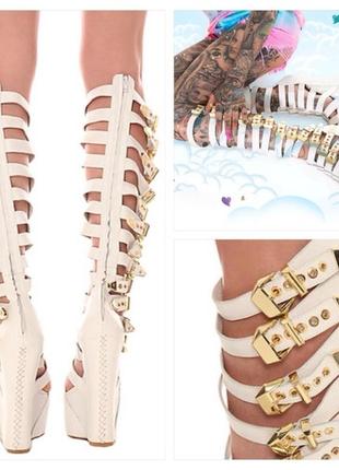 Женские летние высокие сапожки jeffrey campbell lilith gold buckle (оригинал)7 фото