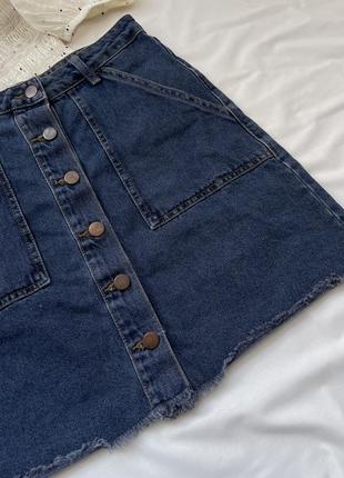 Юбка джинсовая, джинсовая юбка с необработанным краем2 фото