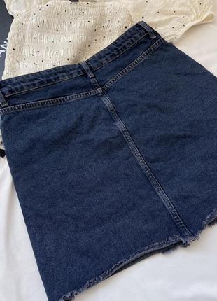 Юбка джинсовая, джинсовая юбка с необработанным краем4 фото