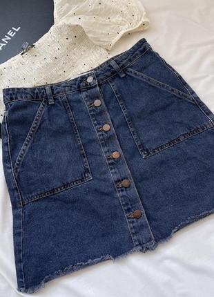 Юбка джинсовая, джинсовая юбка с необработанным краем3 фото