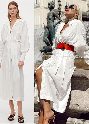 Бавовняна сукня- сорочка з фігурним кроєм