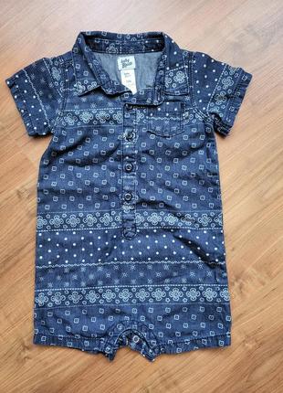 Фірмовий котоновий комбінезон пісочник ромпер оshkosh осьош-синій